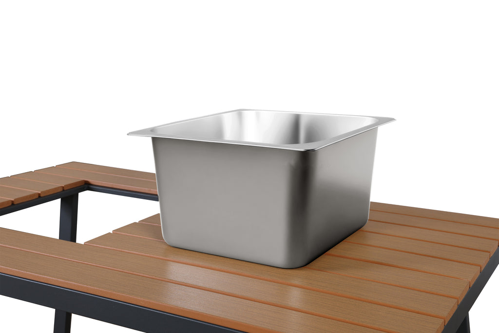 Outdoor garden lounge furniture set for 6-7 people, for garden, balcony, terrace, all-weather seating set, modern garden furniture set, galvanised iron frame, table top with ice bucket, grey
