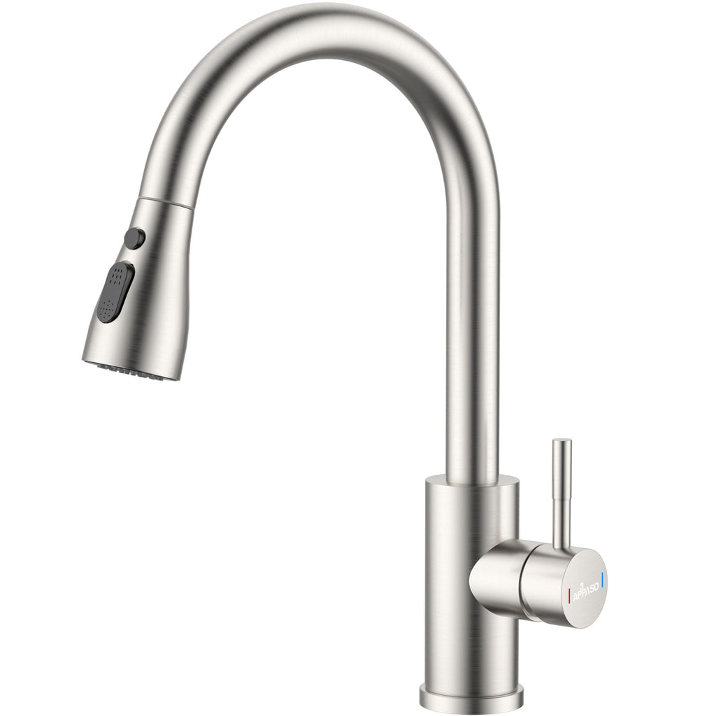 Brushed Stainless Pull-Out Kitchen Mixer Tap - 3 Spray Modes