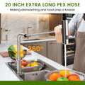 Brushed Stainless Waterfall Pull-Out Kitchen Mixer Tap