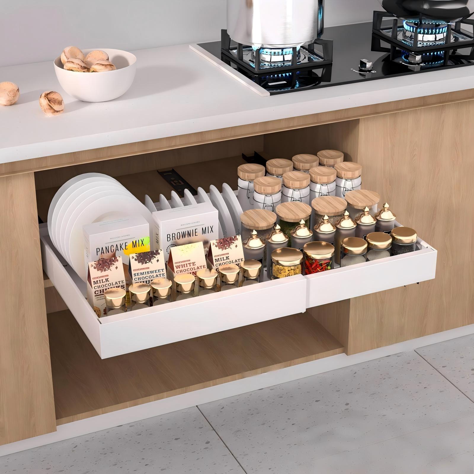 White Pull-Out Cabinet Organiser Set