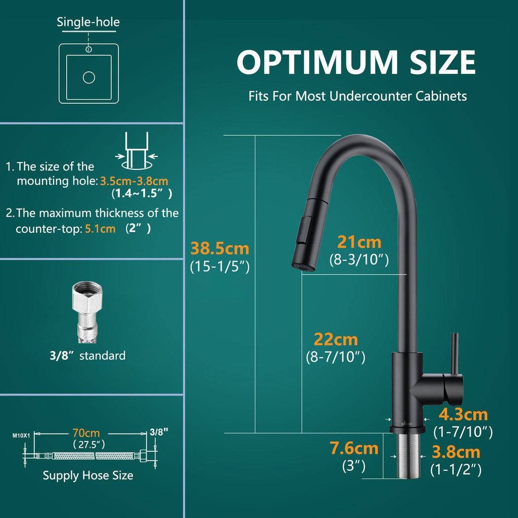 Matte Black Pull-Out Kitchen Mixer Tap - 2 Spray Modes
