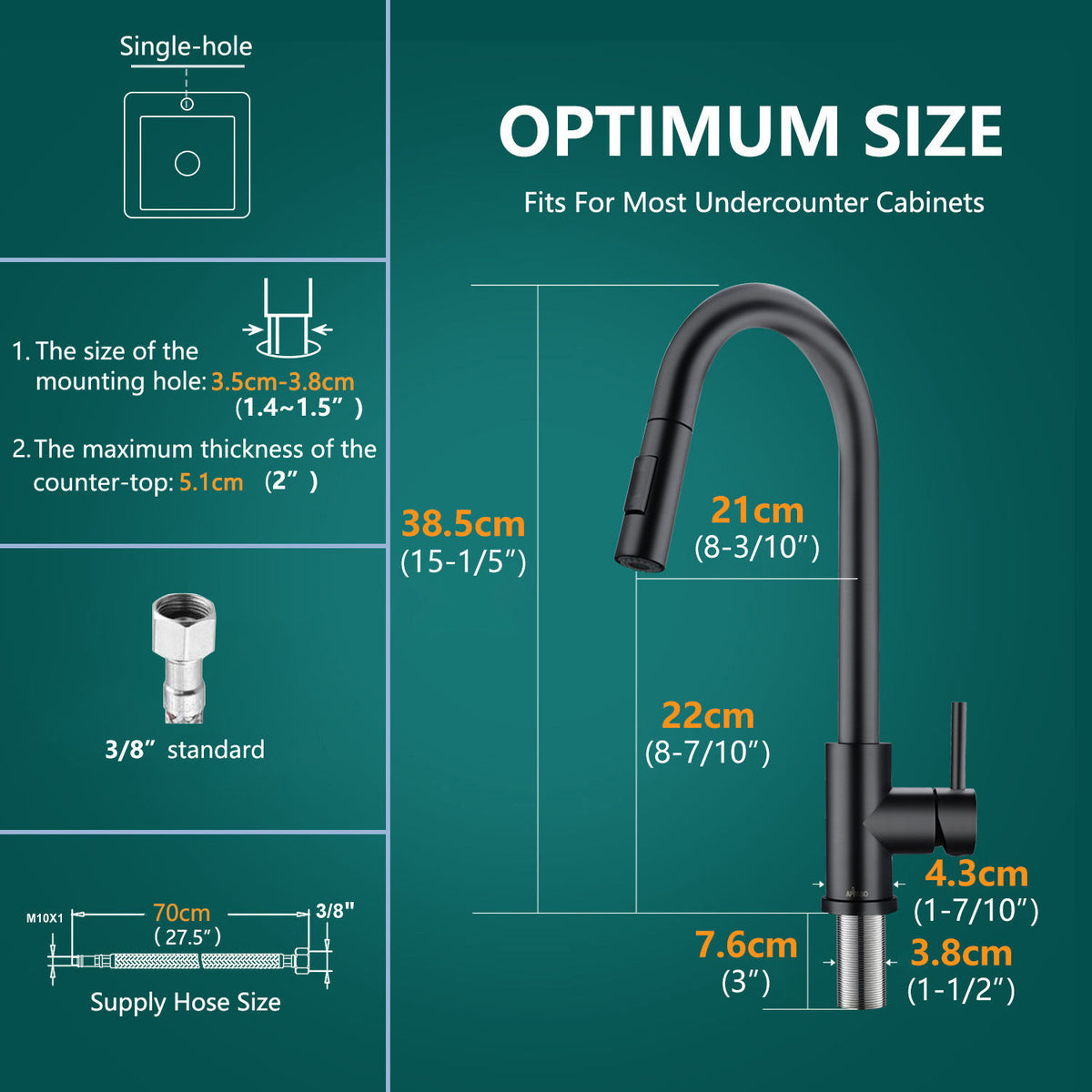 Matte Black Pull-Out Kitchen Mixer Tap - 2 Spray Modes