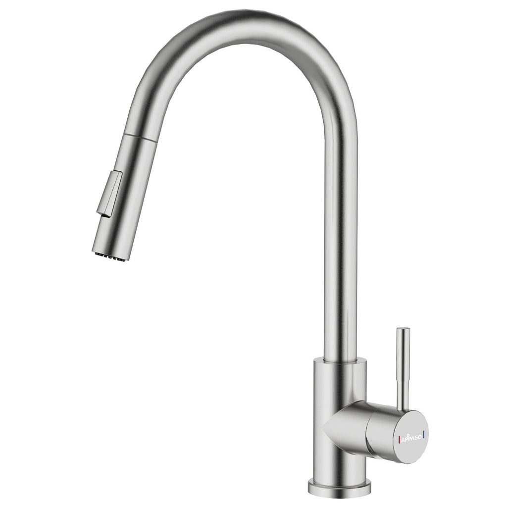 Brushed Stainless Pull-Out Kitchen Mixer Tap - 2 Spray Modes