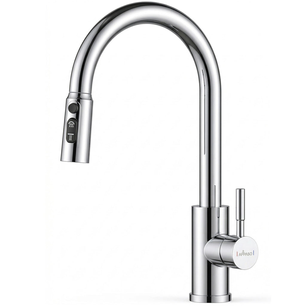 Polished Chrome Pull-Out Kitchen Mixer Tap - 3 Spray Modes
