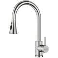 Brushed Nickel High Arc Pull-Out Kitchen Mixer Tap