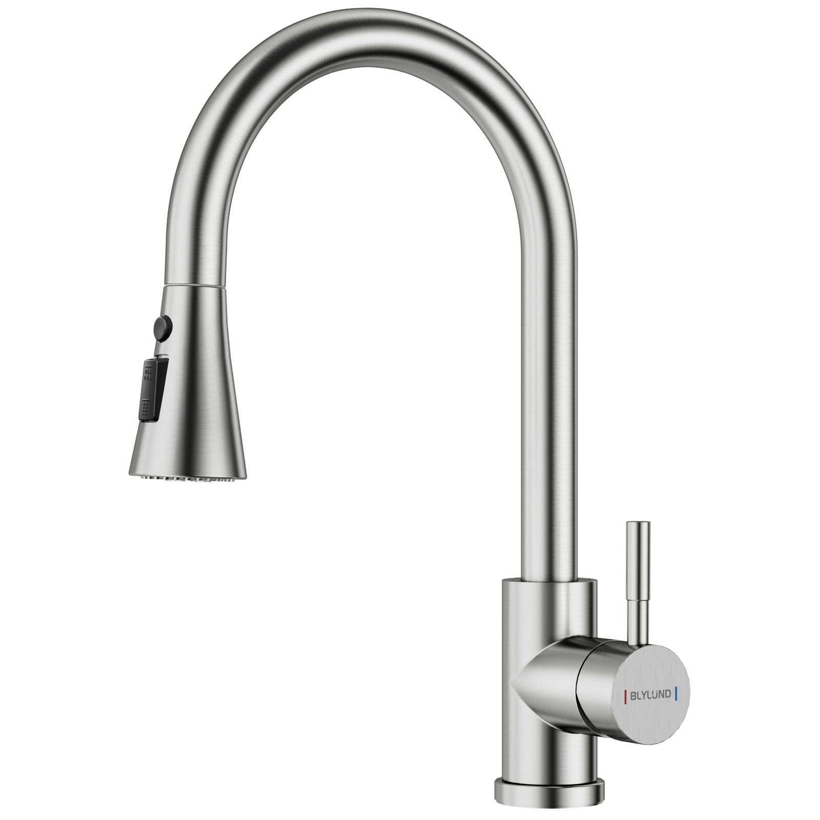 Brushed Nickel High Arc Pull-Out Kitchen Mixer Tap