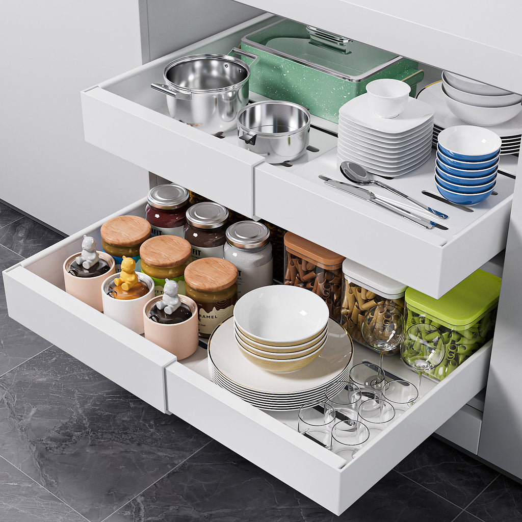 White Pull-Out Cabinet Organiser Set - 42cm, 2 Pieces