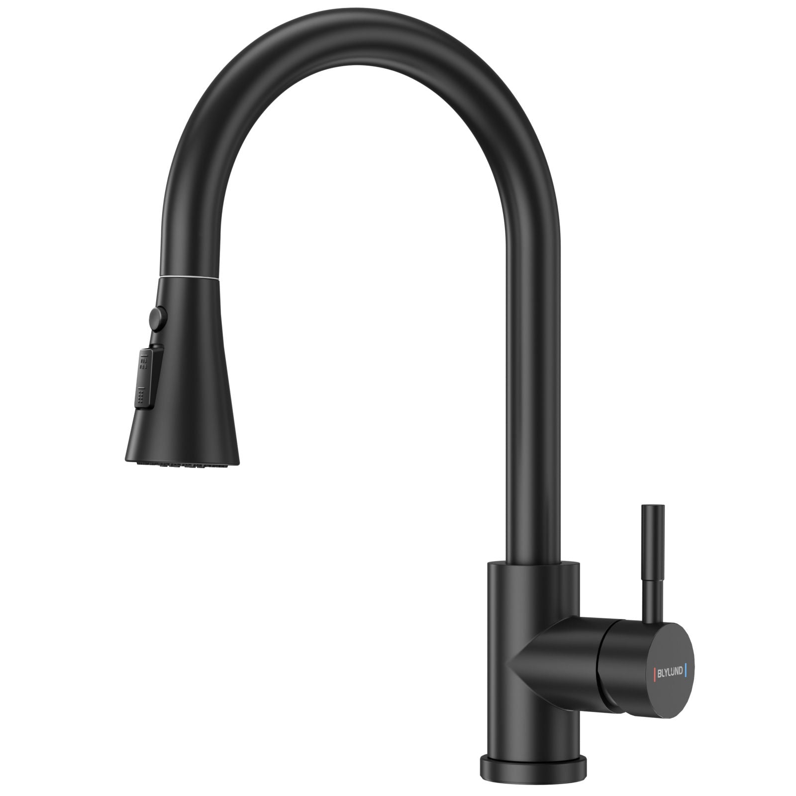 Matte Black High Arc Pull-Out Kitchen Mixer Tap