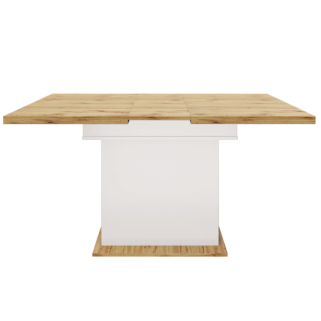 Telescopic dining table (110-140 x 80 cm), foldable kitchen table for 4-6 people, extendable dining table, space-saving kitchen table, for kitchen and living room, dining table with three shelves