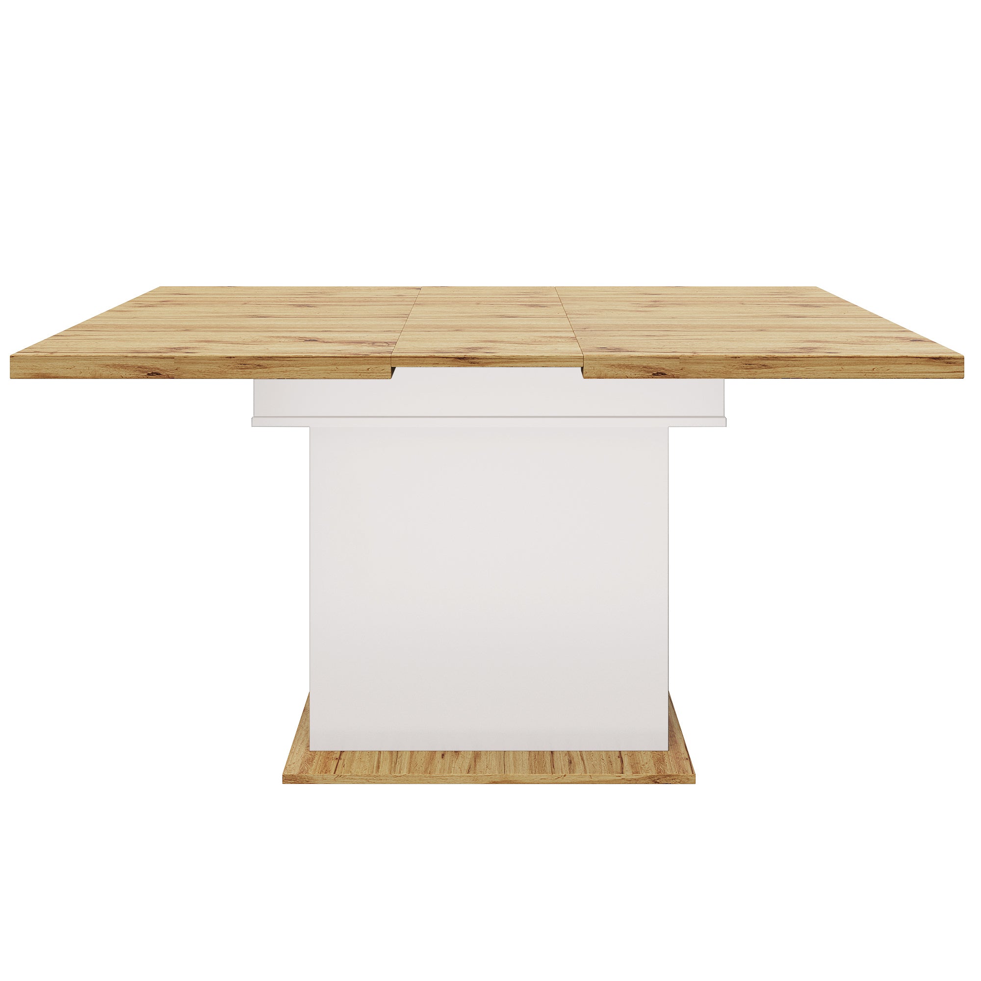 Telescopic dining table (110-140 x 80 cm), foldable kitchen table for 4-6 people, extendable dining table, space-saving kitchen table, for kitchen and living room, dining table with three shelves
