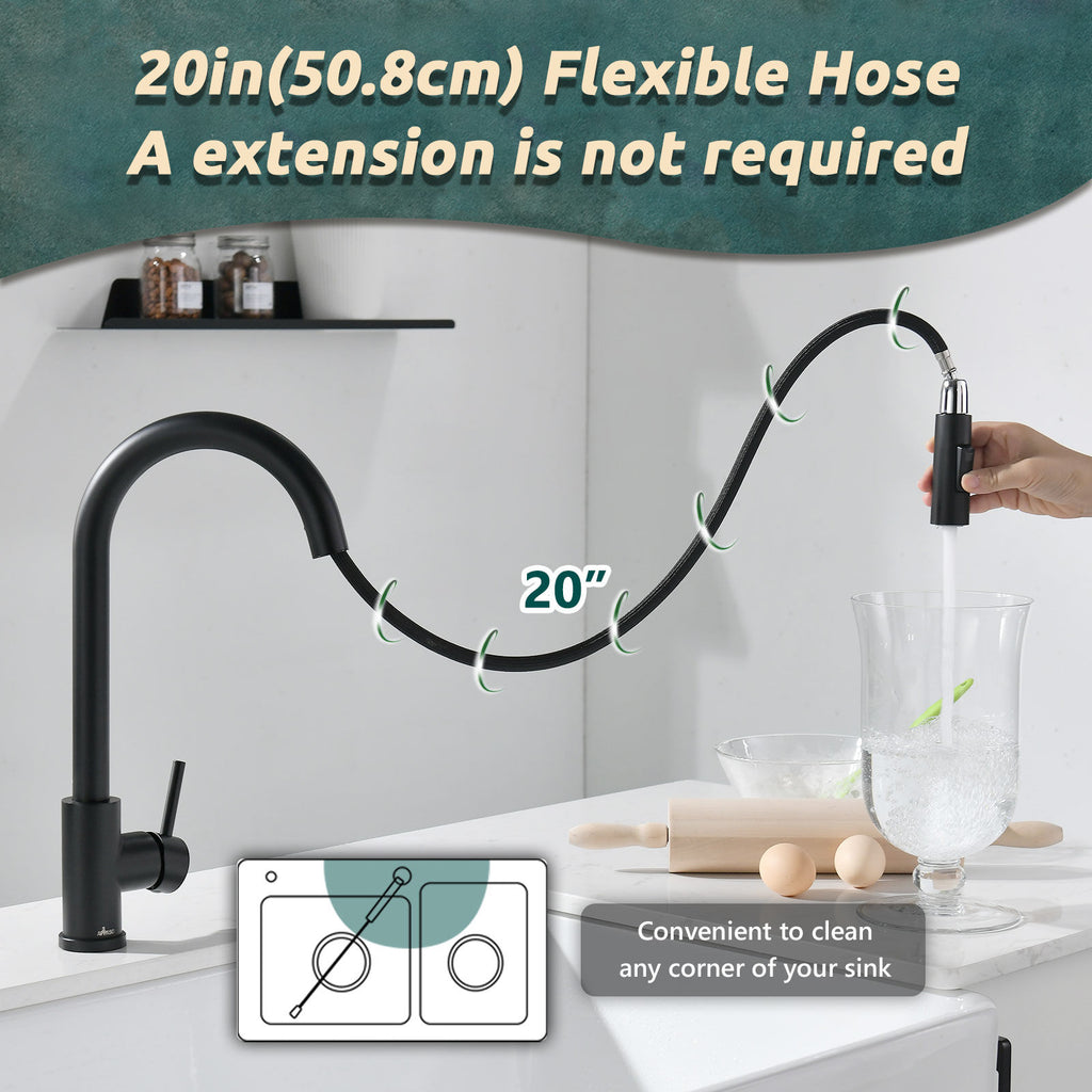 Matte Black Pull-Out Kitchen Mixer Tap - 2 Spray Modes