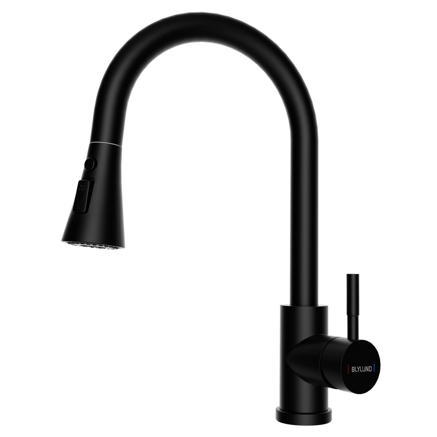 Matte Black High Arc Pull-Out Kitchen Mixer Tap