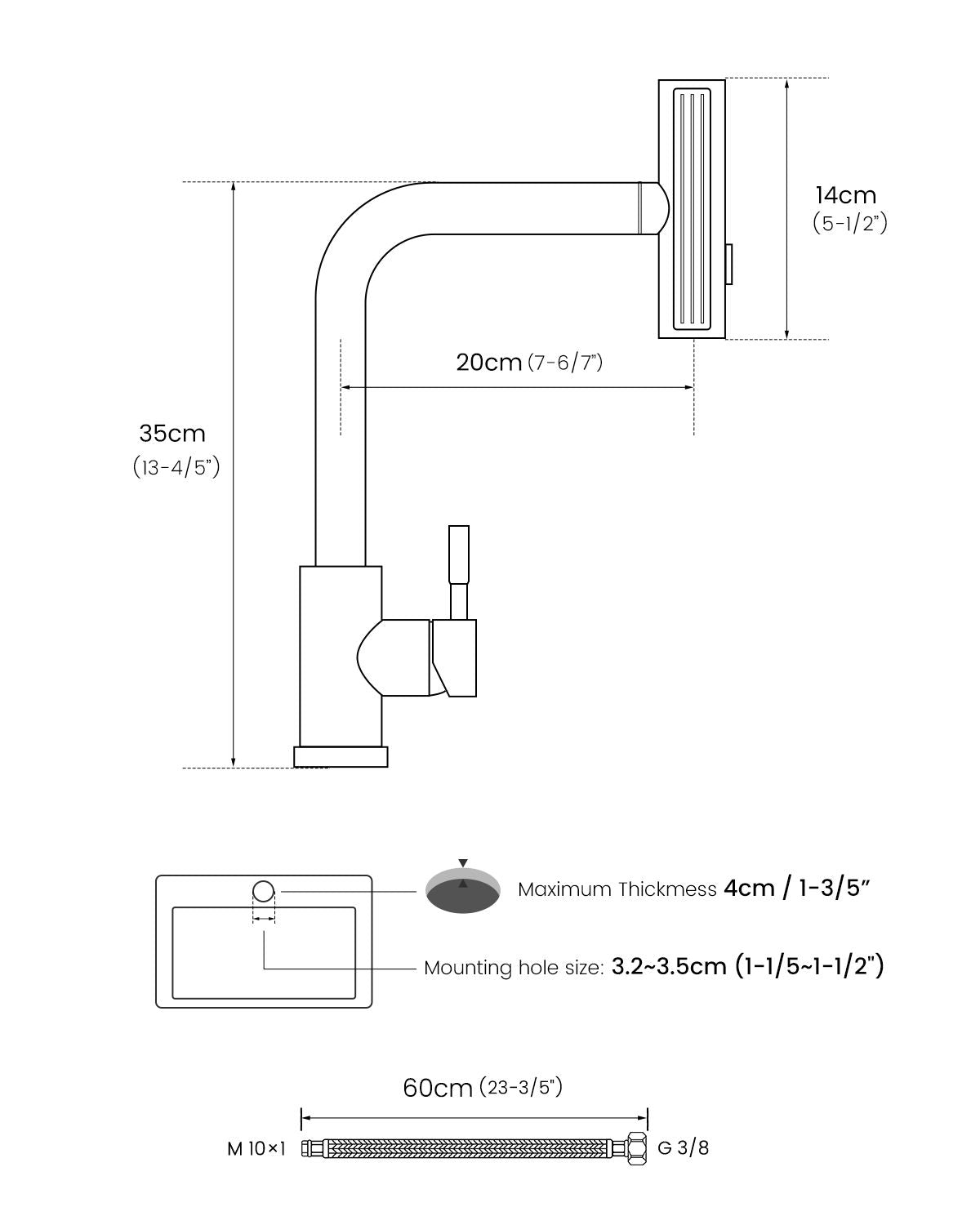Matte Black Waterfall Pull-Out Kitchen Mixer Tap