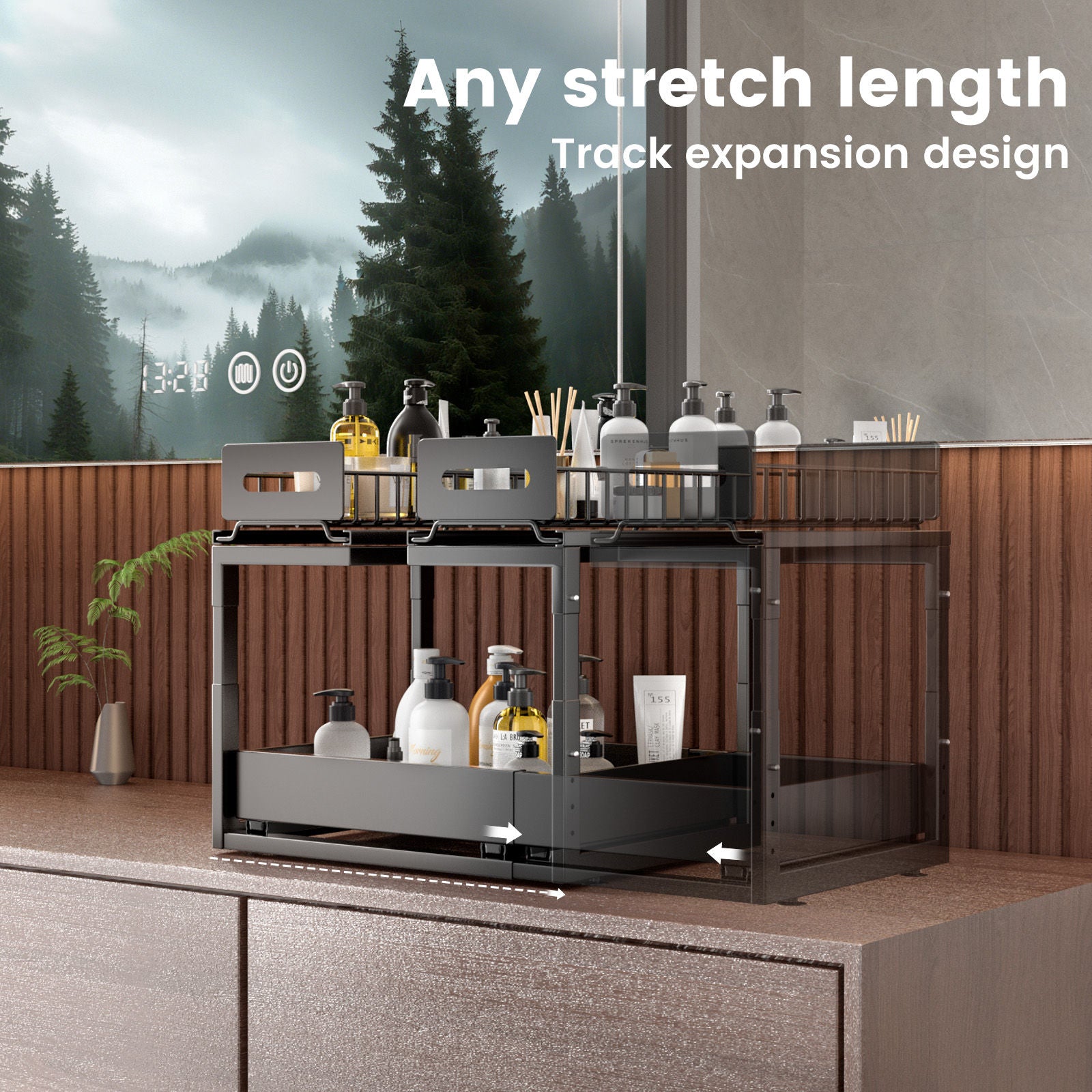 Matte Black 2-Tier Pull-Out Under-Sink Organiser