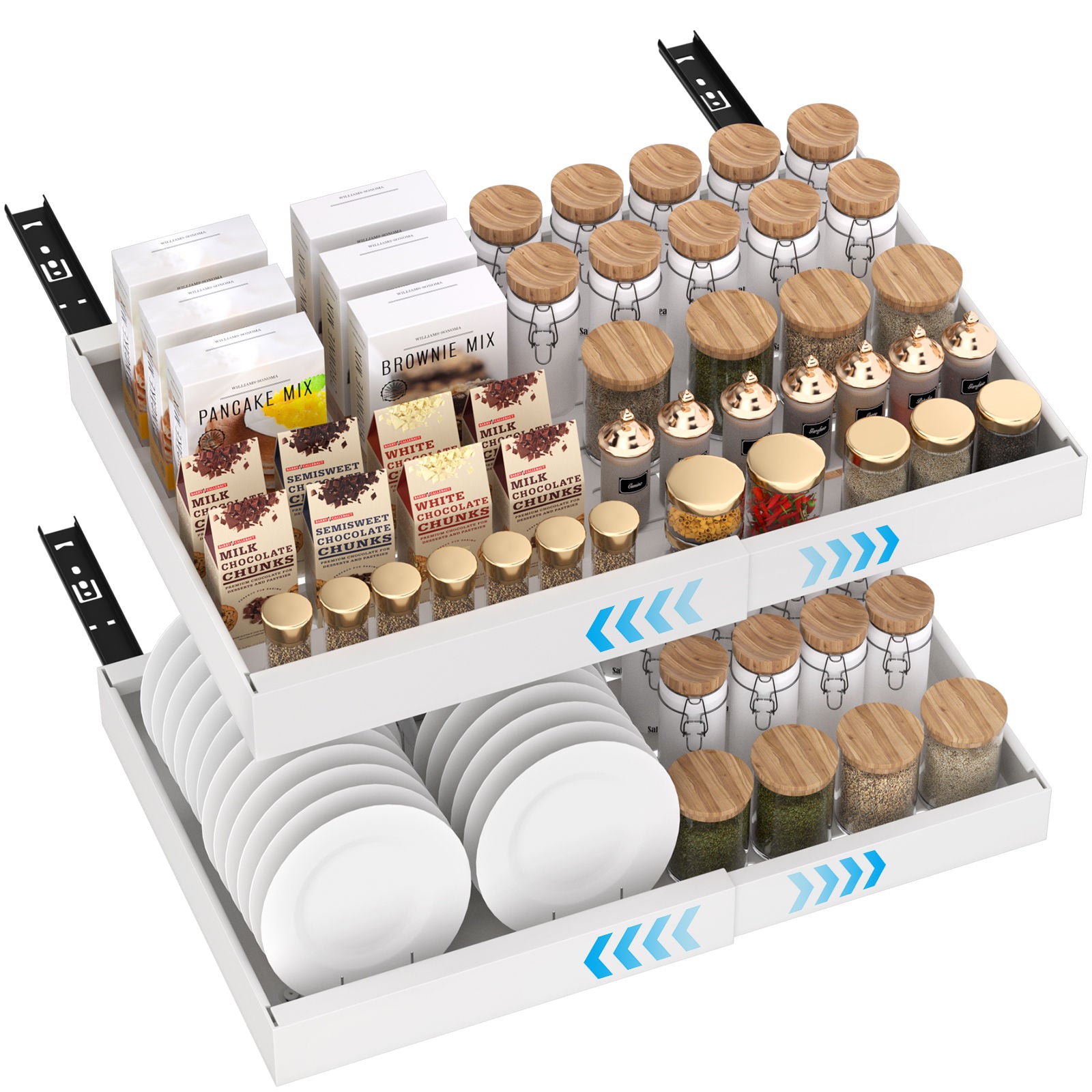 White Pull-Out Cabinet Organiser Set