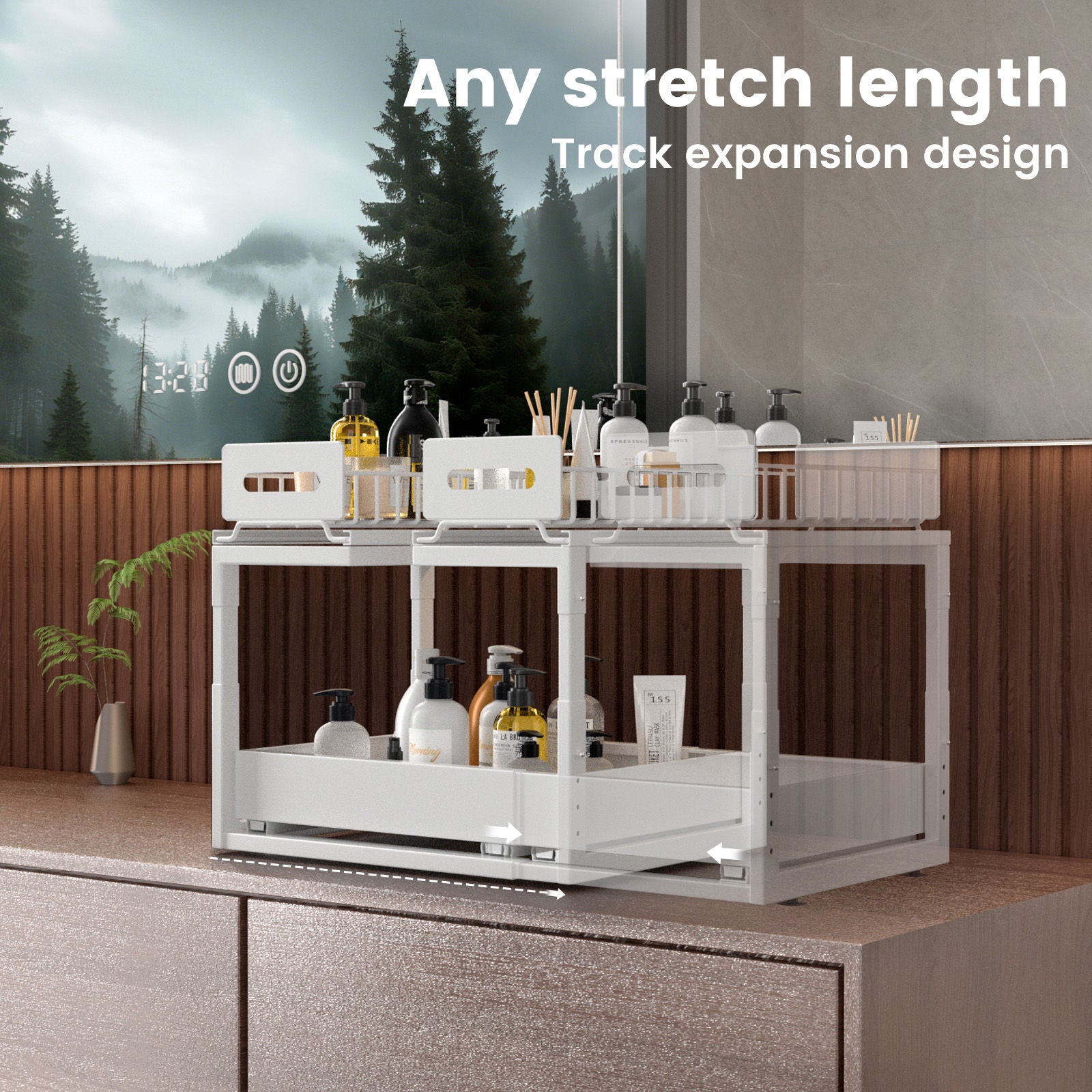 White 2-Tier Pull-Out Under-Sink Organiser