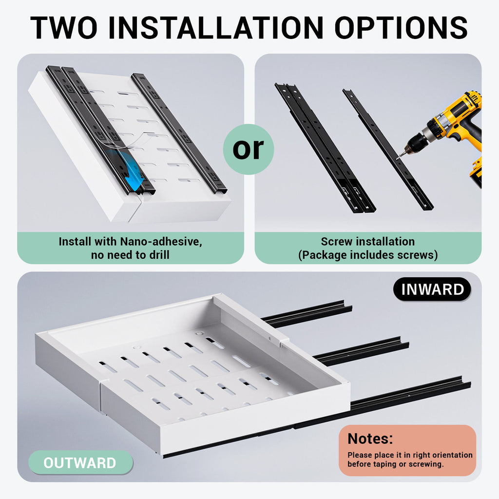 White Pull-Out Cabinet Organiser Set - 42cm, 2 Pieces