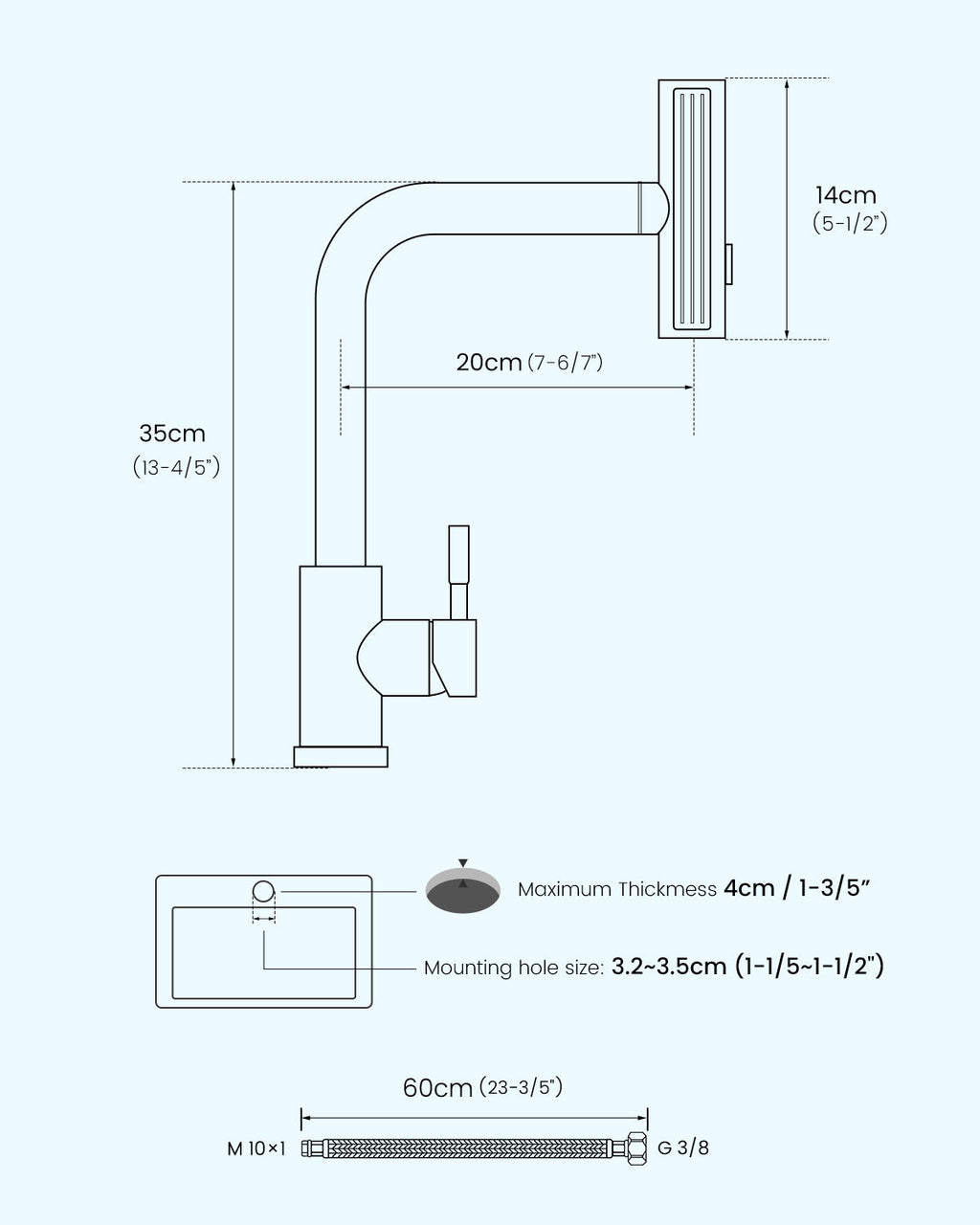 Brushed Gold Waterfall Pull-Out Kitchen Mixer Tap