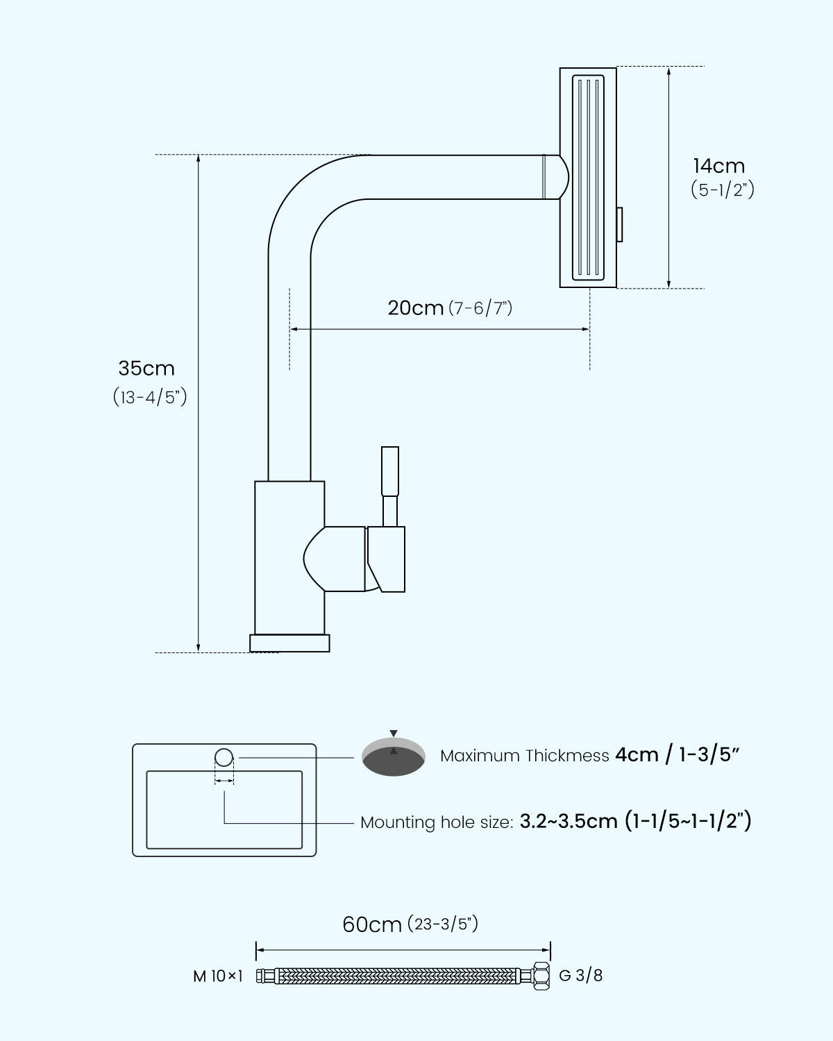 Brushed Gold Waterfall Pull-Out Kitchen Mixer Tap