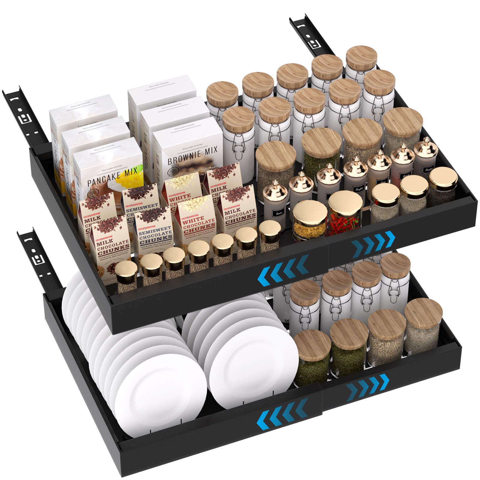 Matte Black Pull-Out Cabinet Organiser Set