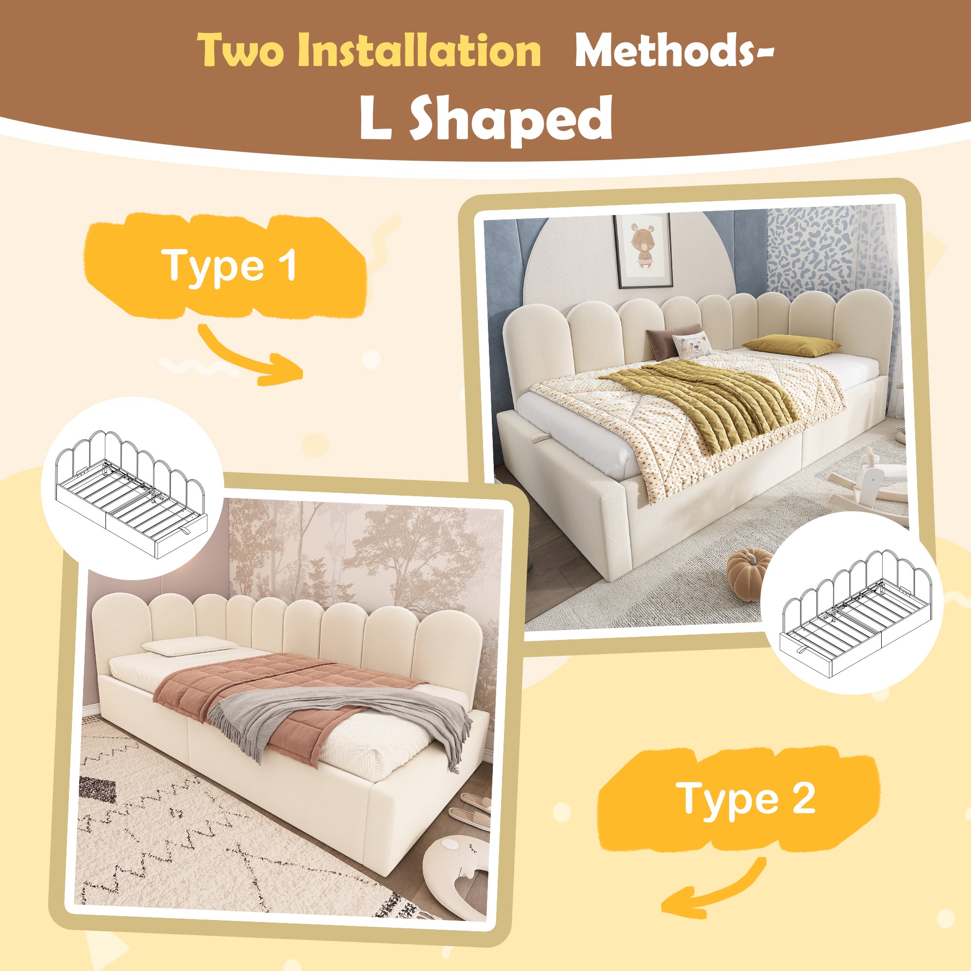 Upholstered Bed Daybed with Storage, 3FT Single Sofa Bed 90 x 190 cm, Daybed with Hydraulic Storage, Bed Frame with Metal Slatted Frame, Velvet, Beige (No Mattress)