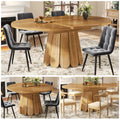 Extendable dining table, dining room table, kitchen table, balcony table, wooden dining table Round dining table, extends to oval, 118–158 cm, seats up to 6 people, wood