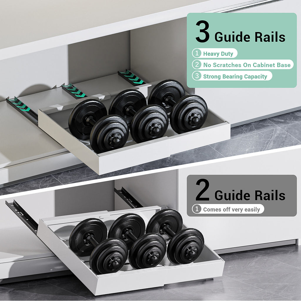 White Pull-Out Cabinet Organiser Set - 42cm, 2 Pieces