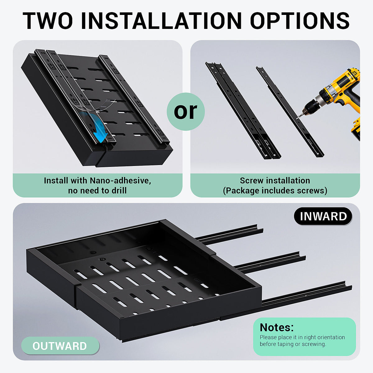 Matte Black Pull-Out Cabinet Organiser Set - 42cm, 2 Pieces