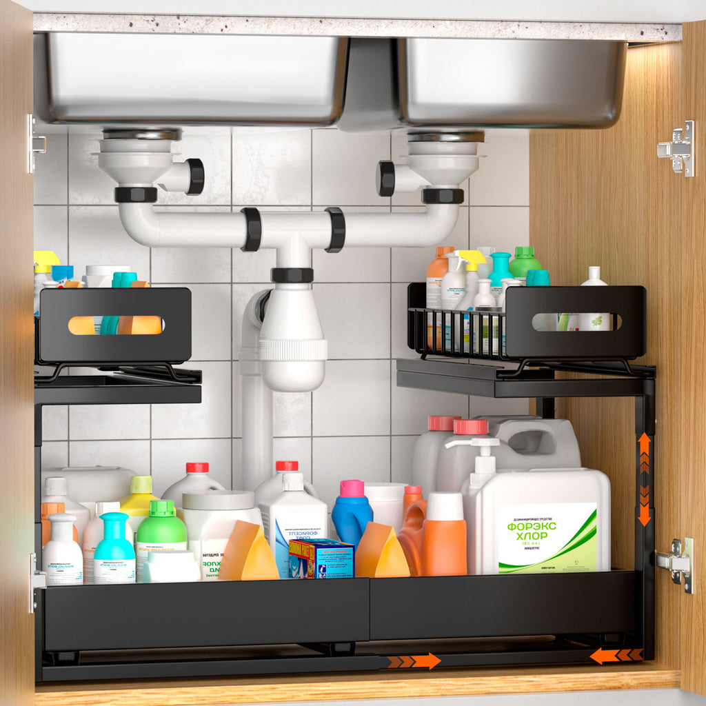 Matte Black 2-Tier Pull-Out Under-Sink Organiser