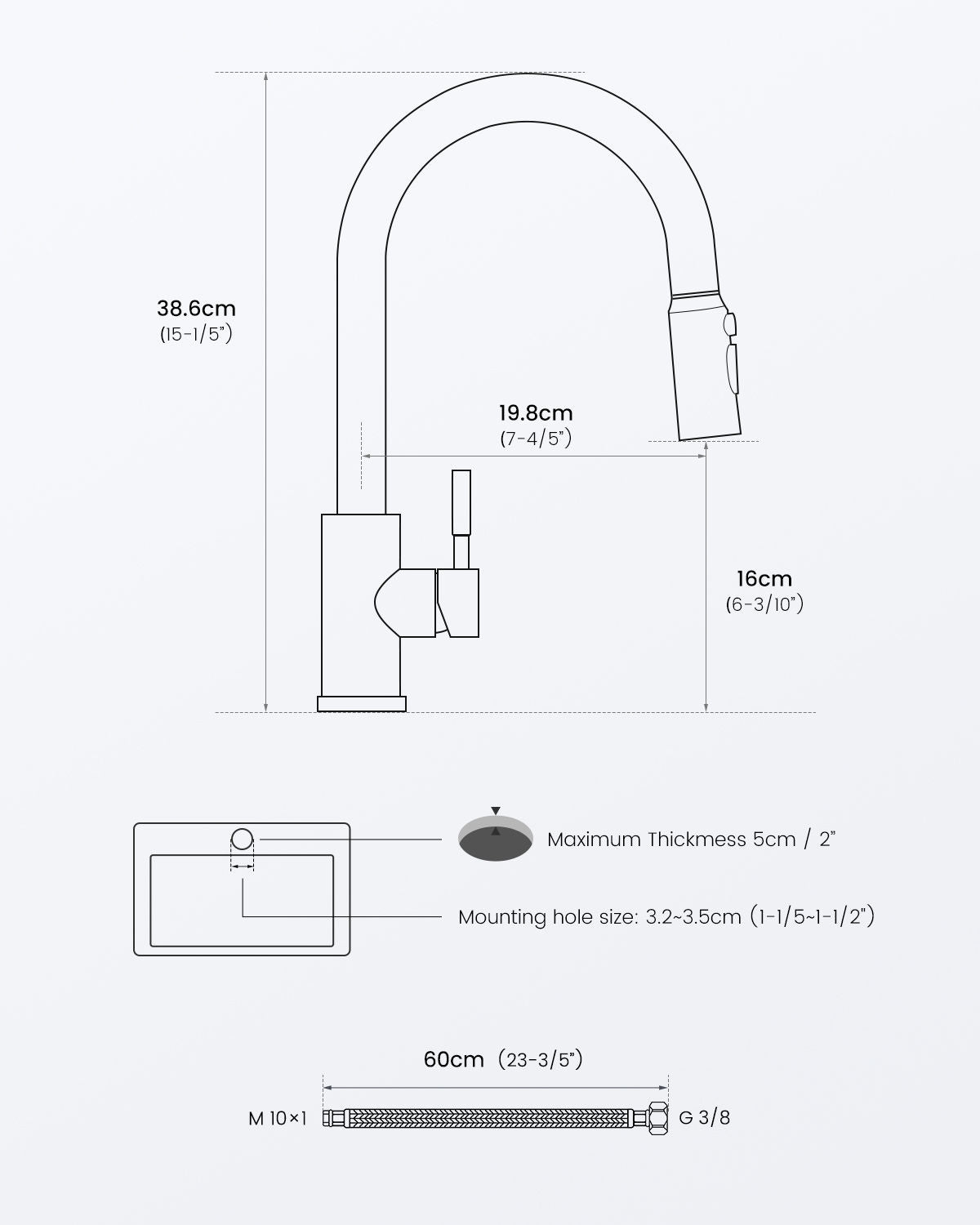 Brushed Stainless Pull-Out Kitchen Mixer Tap - 3 Spray Modes