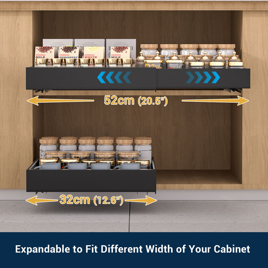 Matte Black Pull-Out Cabinet Organiser Set