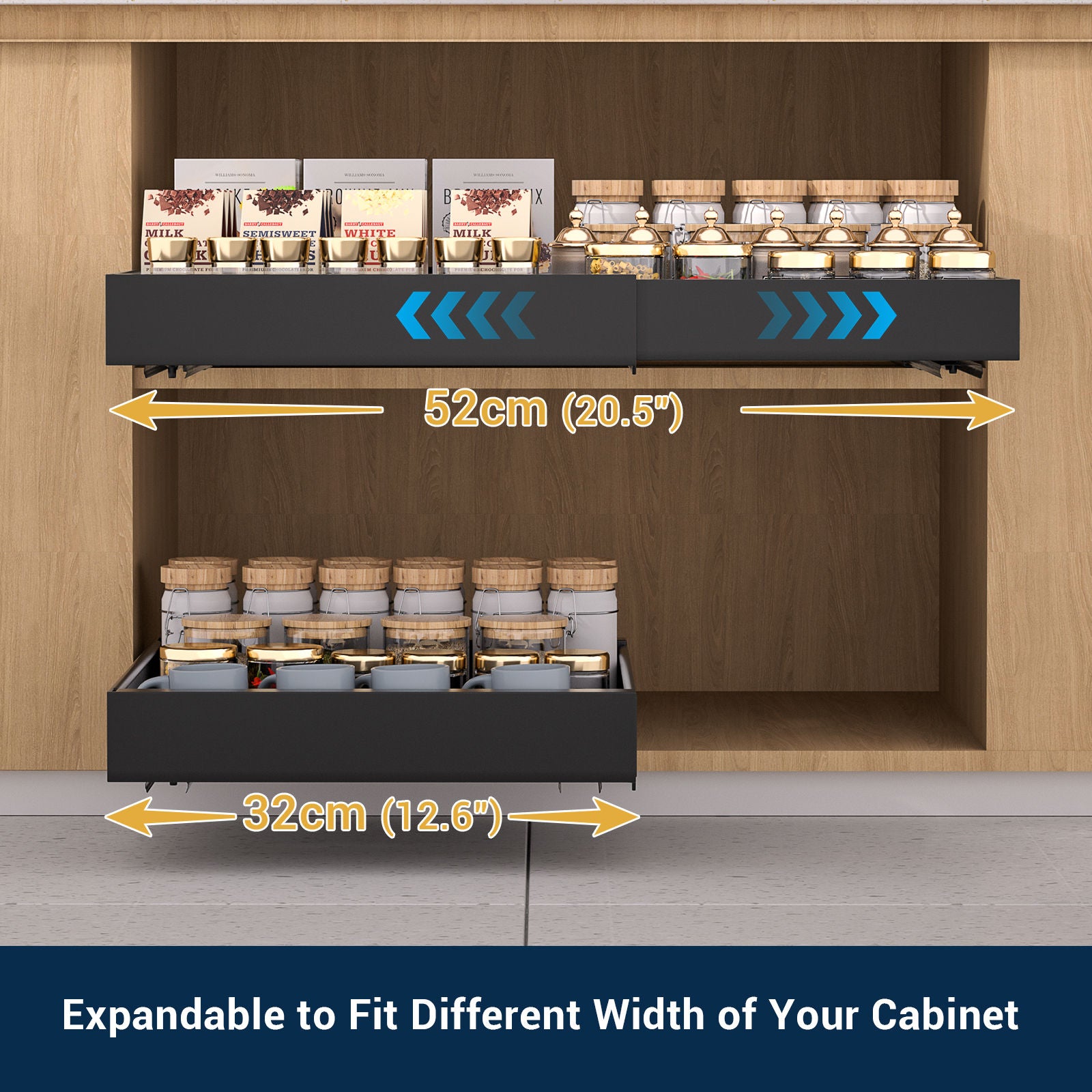 Matte Black Pull-Out Cabinet Organiser Set