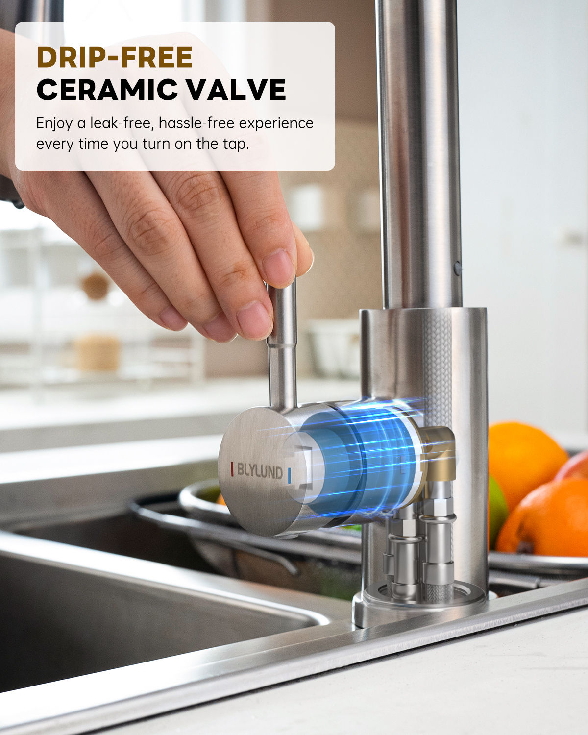 Brushed Nickel High Arc Pull-Out Kitchen Mixer Tap