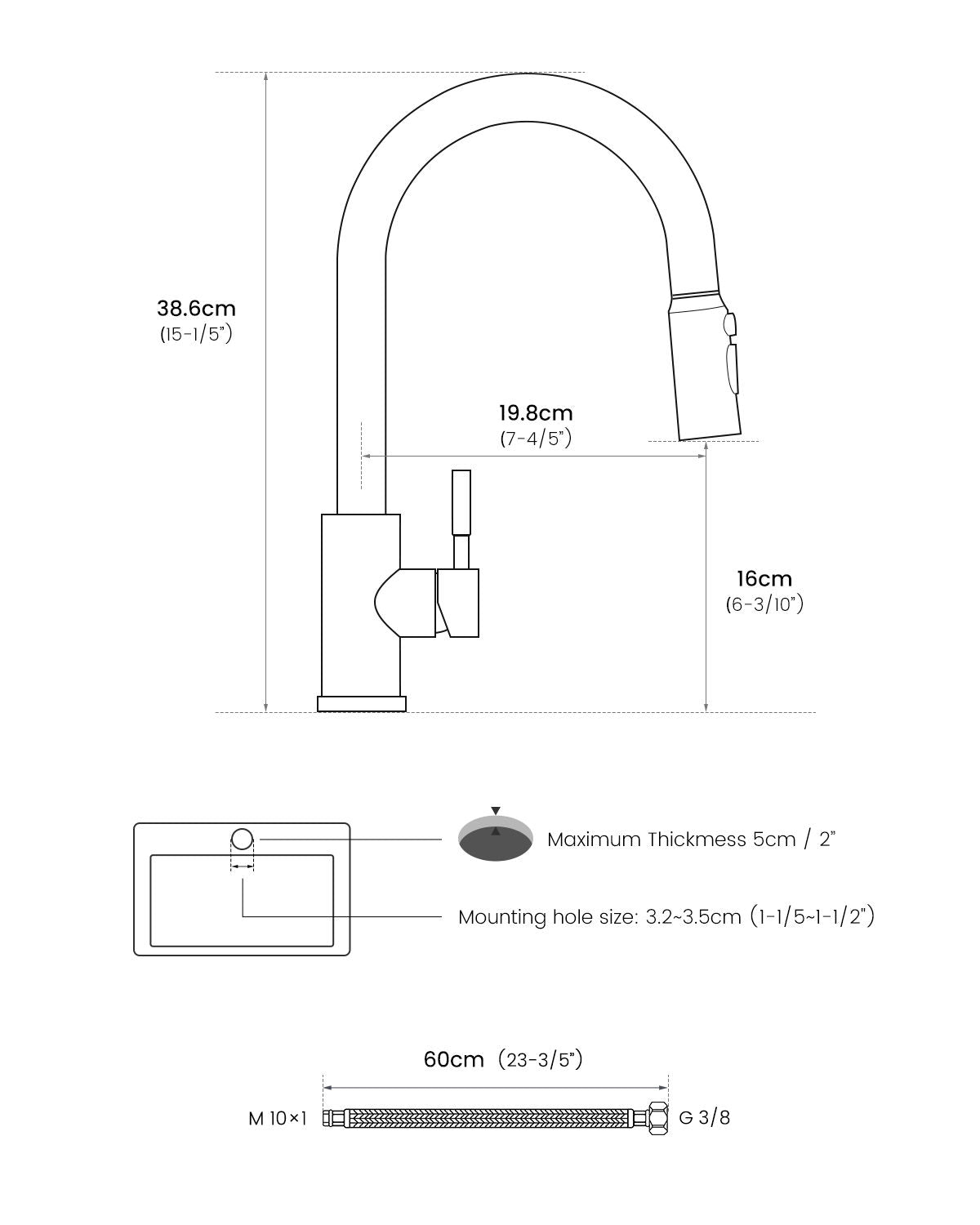 Matte Black Pull-Out Kitchen Mixer Tap - 3 Spray Modes
