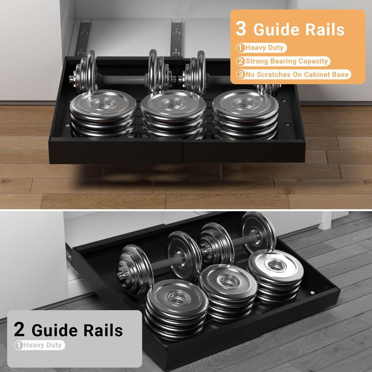 Matte Black Pull-Out Cabinet Organiser Set - 53cm, 2 Pieces