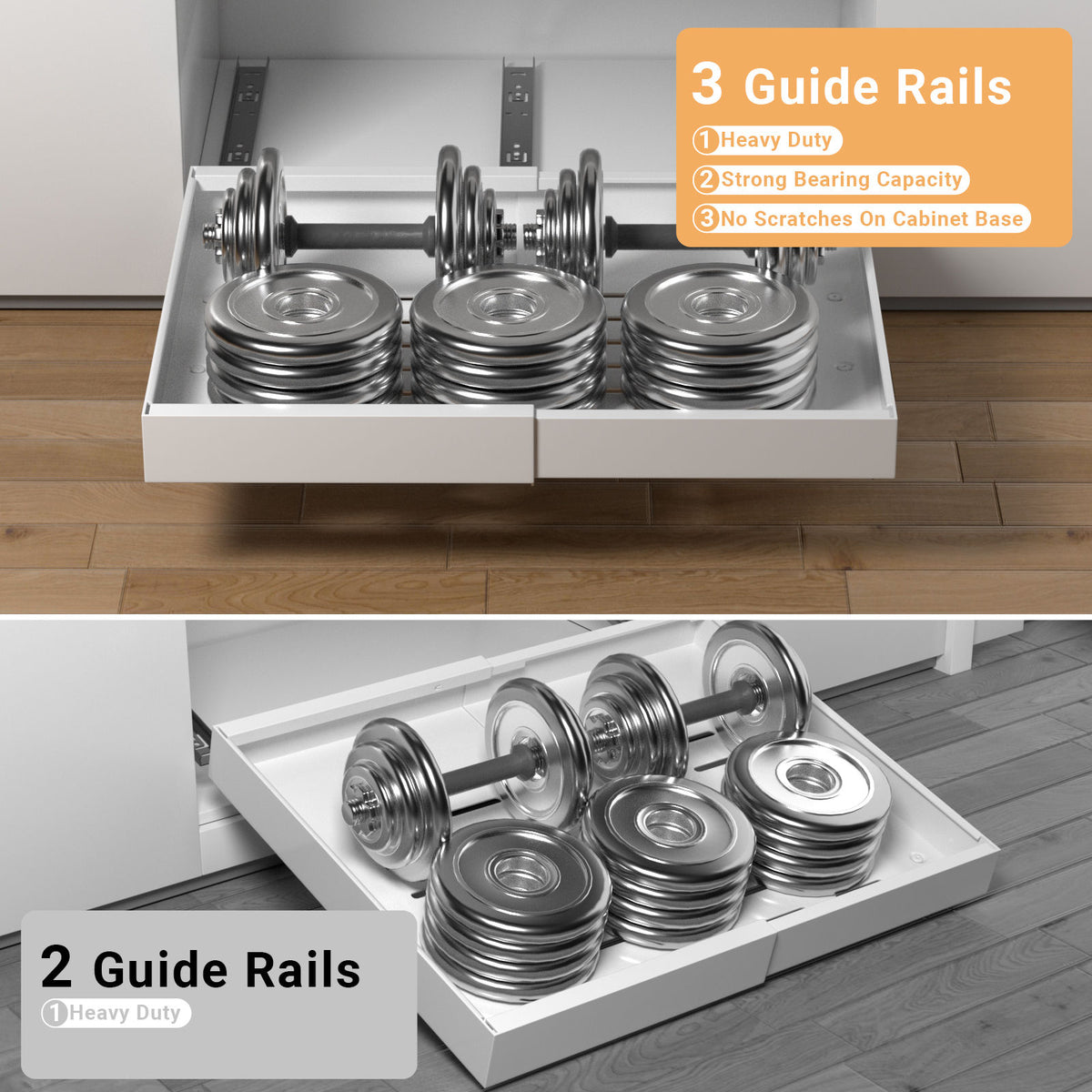 White Pull-Out Cabinet Organiser Set - 53cm, 2 Pieces