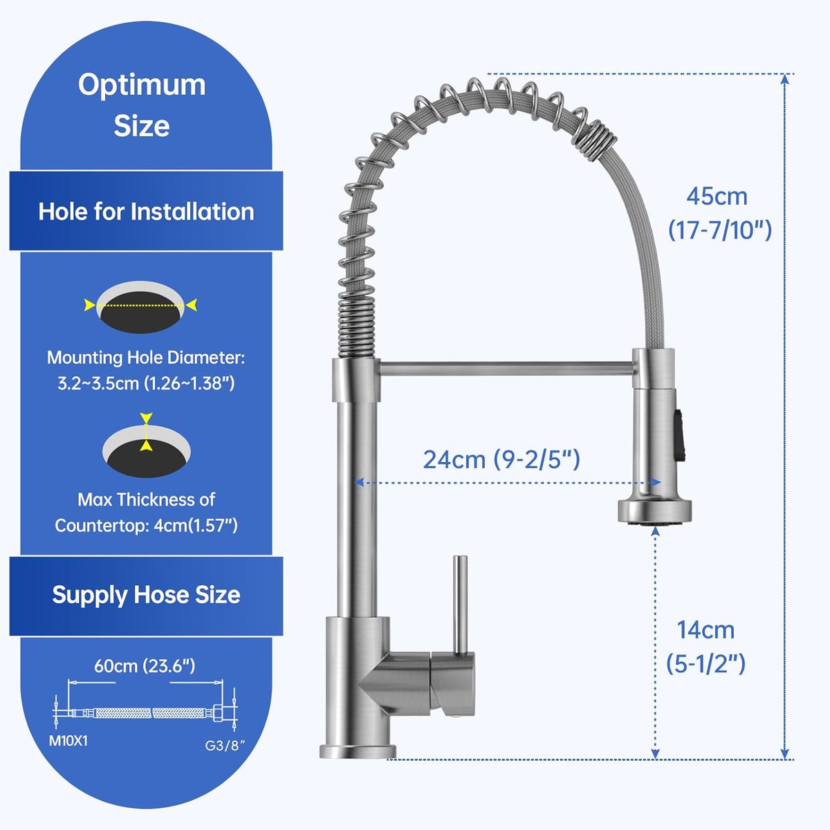 Brushed Stainless Pull-Down Kitchen Mixer Tap - 2 Spray Modes