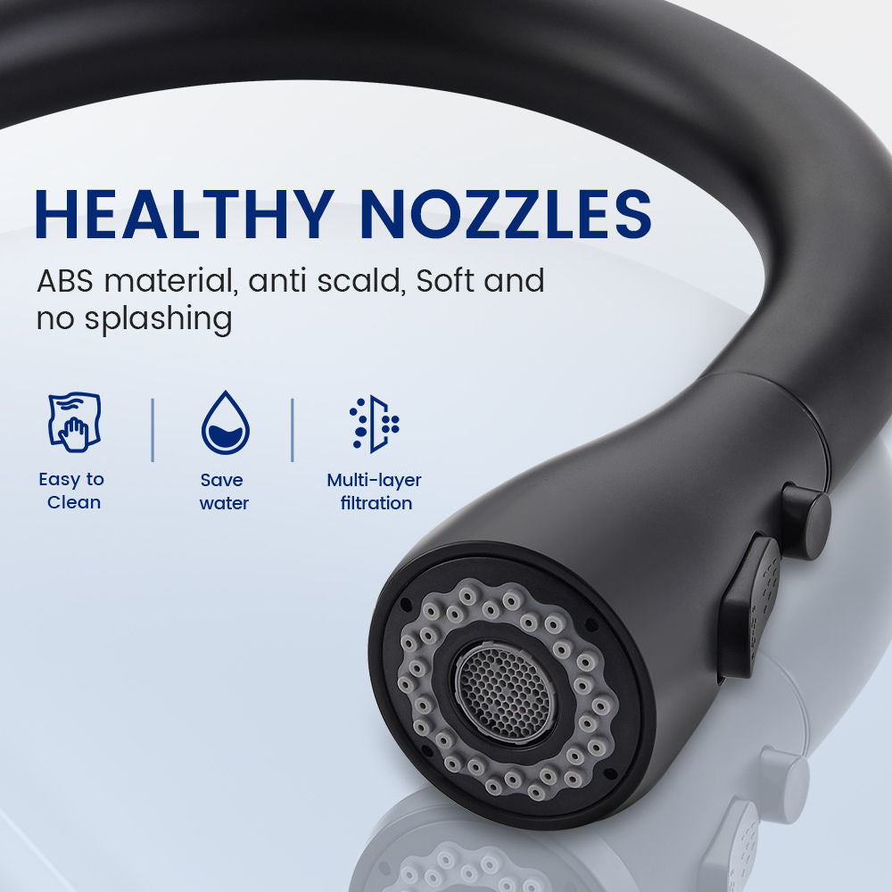Matte Black Pull-Out Kitchen Mixer Tap - 3 Spray Modes