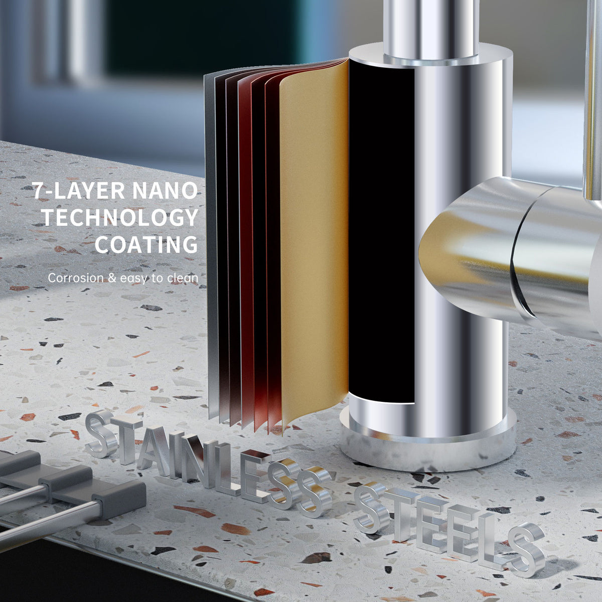 Polished Chrome Pull-Out Kitchen Mixer Tap - 3 Spray Modes