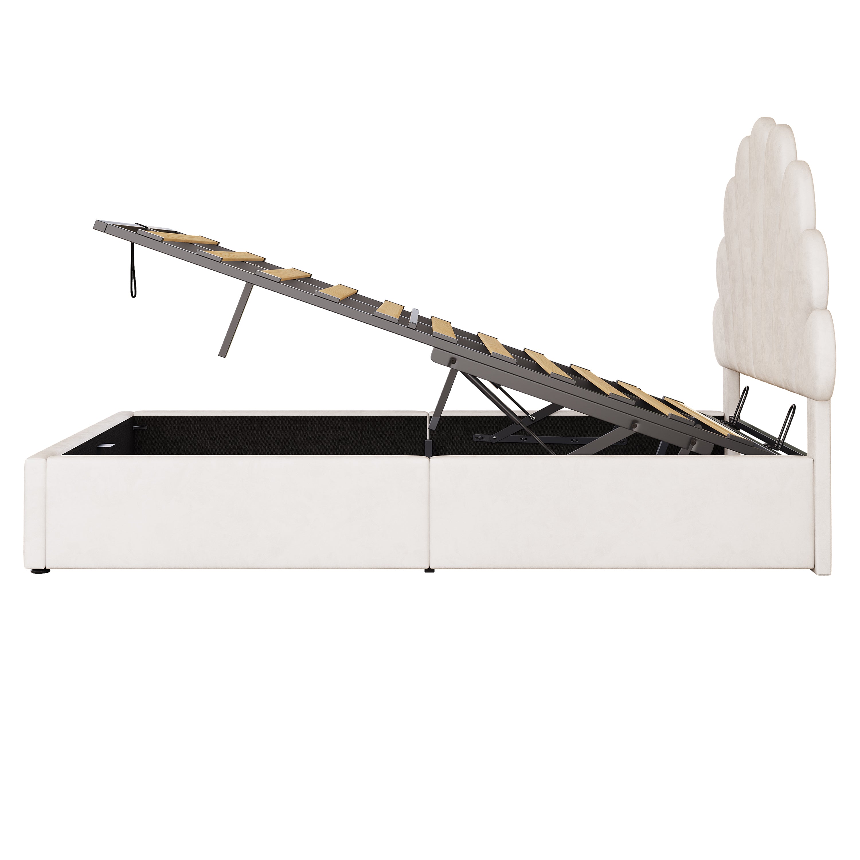 Double, Beige, Velvet Petal Hydraulic Storage Bed Package 2
