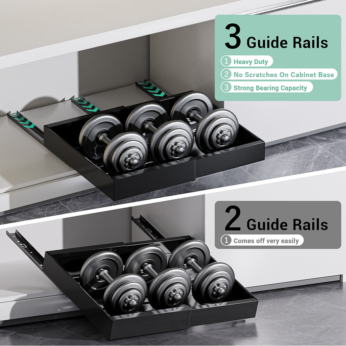Matte Black Pull-Out Cabinet Organiser Set - 42cm, 2 Pieces