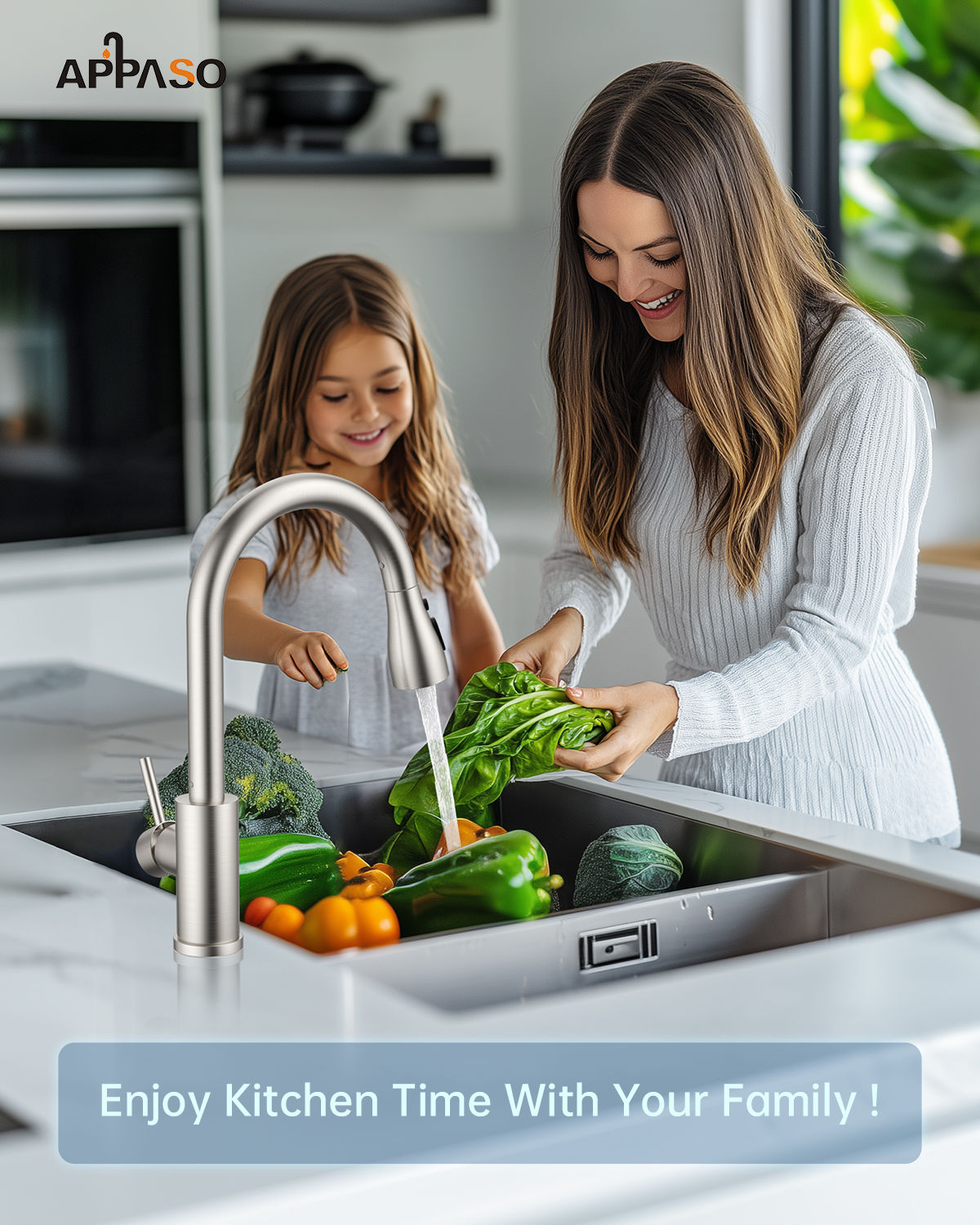 Brushed Stainless Pull-Out Kitchen Mixer Tap - 3 Spray Modes
