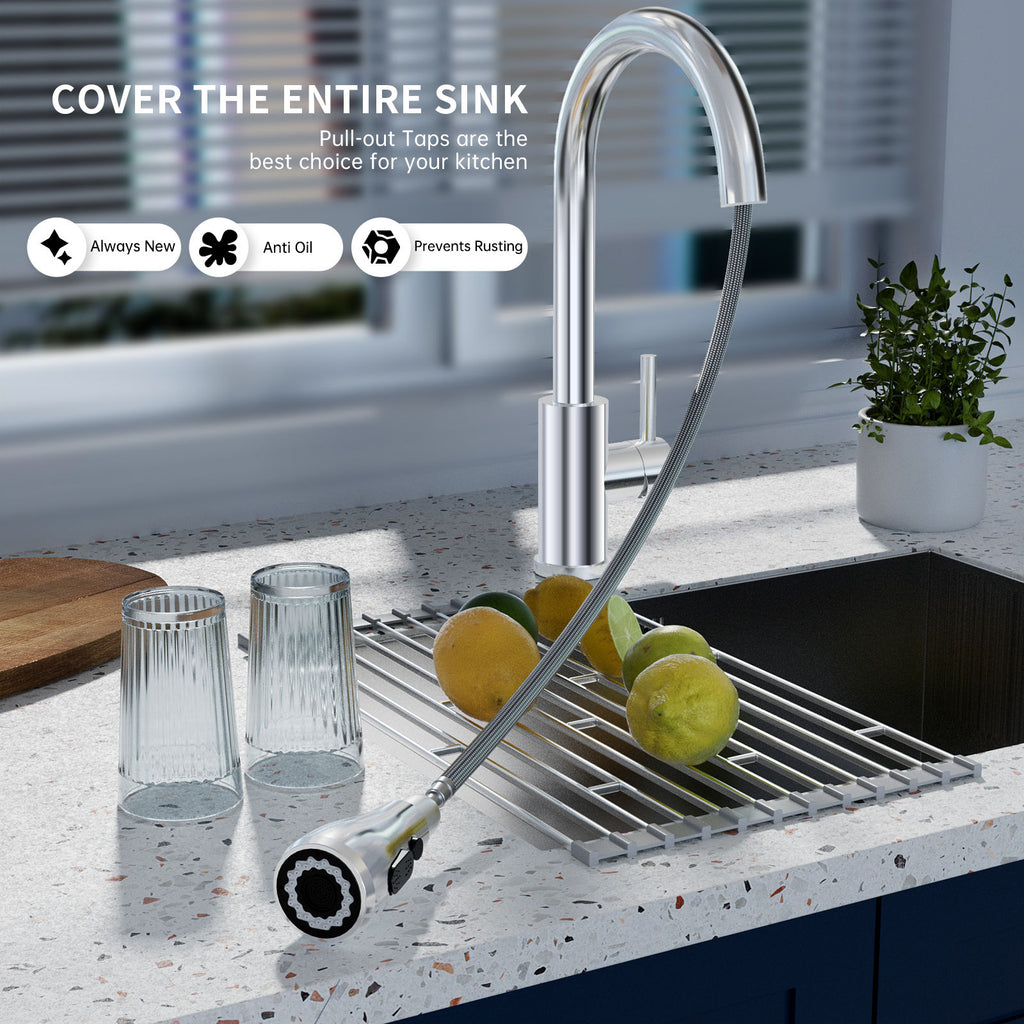 Polished Chrome Pull-Out Kitchen Mixer Tap - 3 Spray Modes