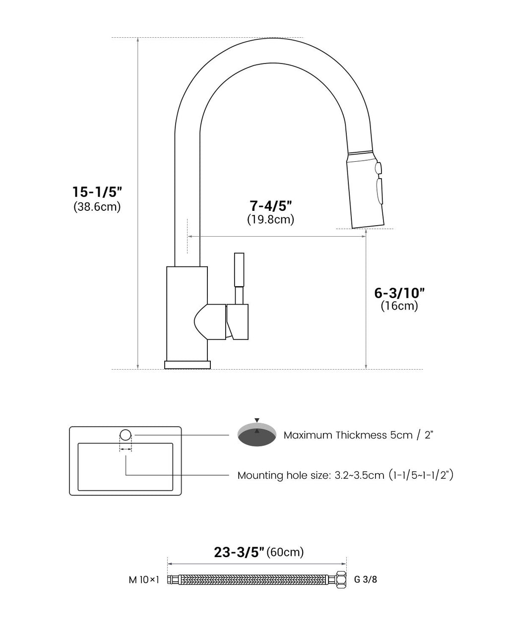 Polished Chrome Pull-Out Kitchen Mixer Tap - 3 Spray Modes
