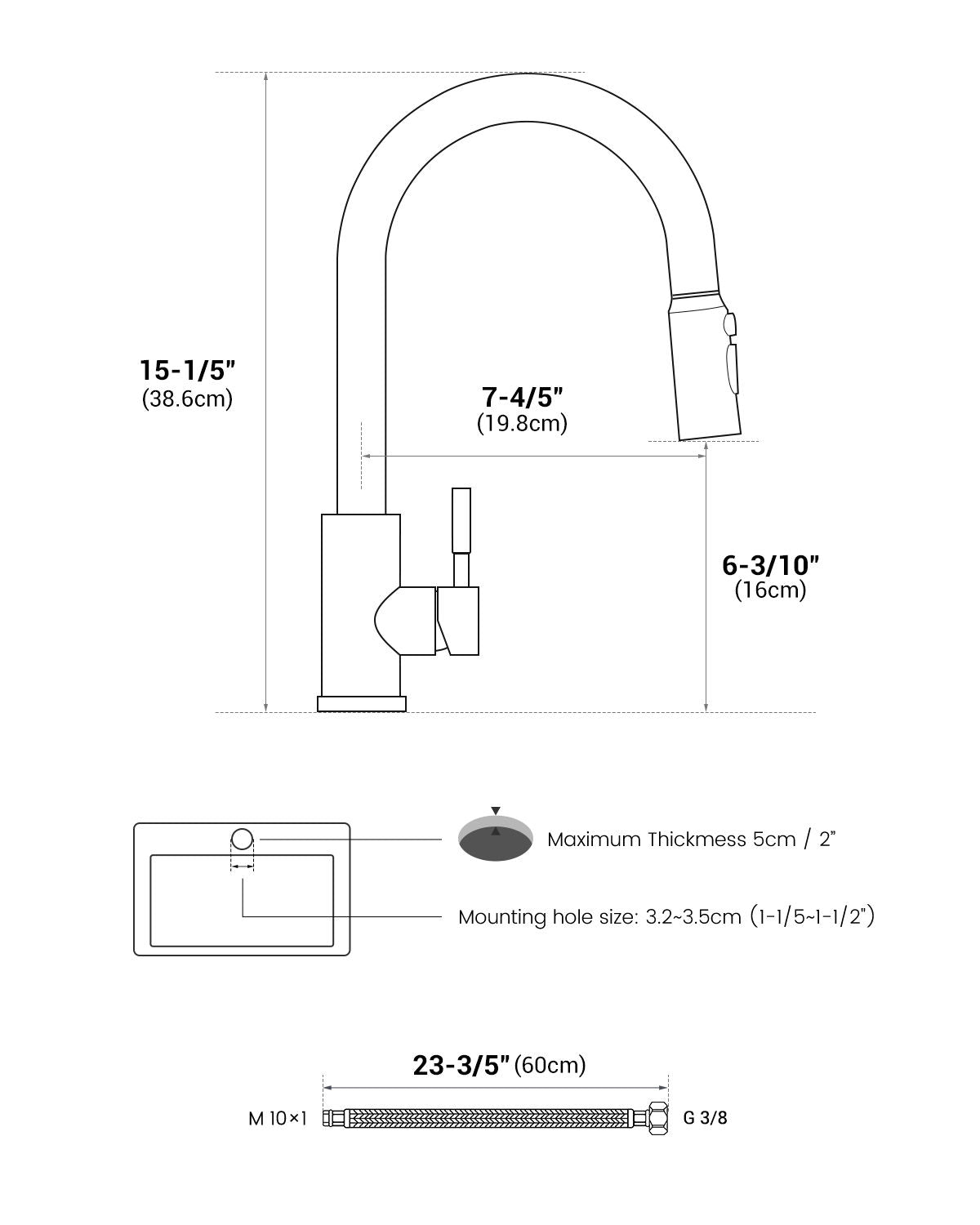 Polished Chrome Pull-Out Kitchen Mixer Tap - 3 Spray Modes