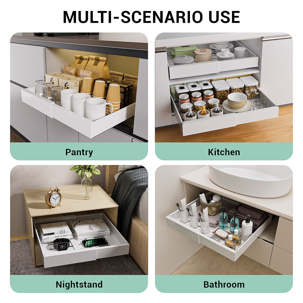 White Pull-Out Cabinet Organiser Set - 42cm, 2 Pieces