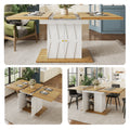 Extendable Dining Table with Relief Pattern - For Kitchen & Living Room, Wood Veneer Finish, Size 110x70x76.5cm (Extends to 140cm)
