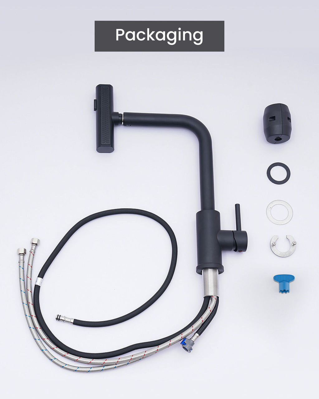 Matte Black Waterfall Pull-Out Kitchen Mixer Tap