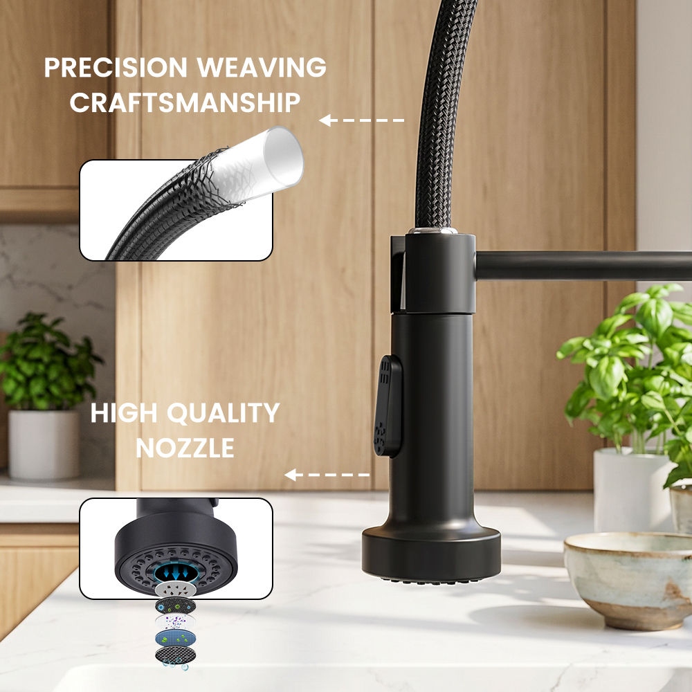 Matte Black Pull-Down Kitchen Mixer Tap - 2 Spray Modes