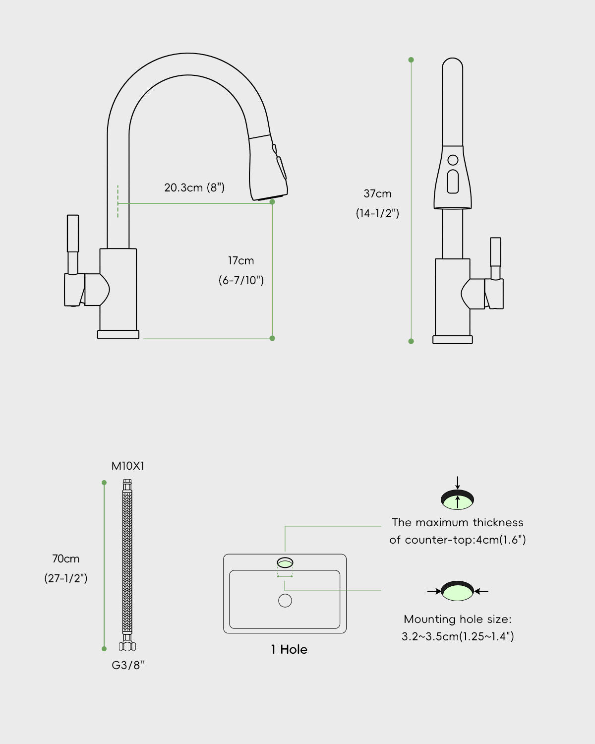 Matte Black Pull-Out Kitchen Mixer Tap - 3 Spray Modes